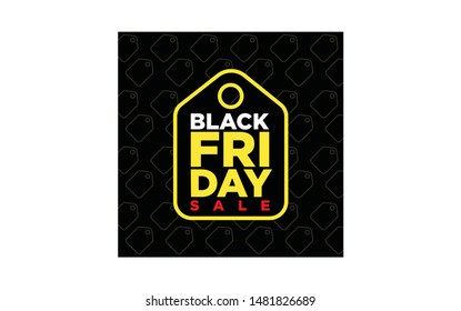 Black Friday Sale Tag Logo Black Friday Promo Sale Minimalist Yellow Vector