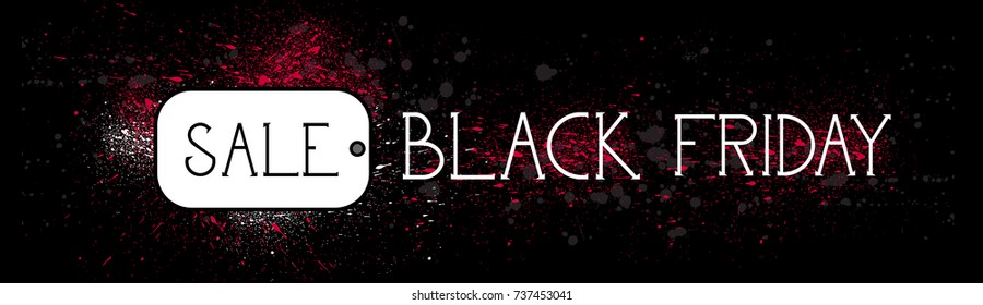 Black Friday Sale Tag Message Holiday Discount Concept Promotion Horizontal Banner Vector Illustration