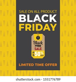 Black friday. Sale tag on the yellow background