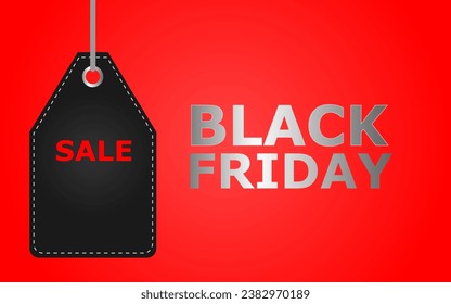 Black Friday. Sale tag on red background