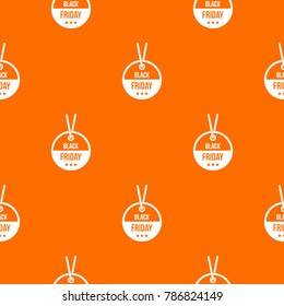Black Friday sale tag pattern repeat seamless in orange color for any design. Vector geometric illustration