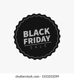 Black Friday sale tag. Ready sticky label template design for use in web ad or print. Vector flat sticker or badge design. Trendy sale banner template.