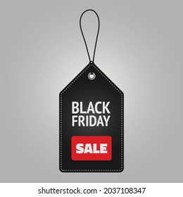 Black Friday Sale tag with rope. Promotion, Editable Vector illustration.