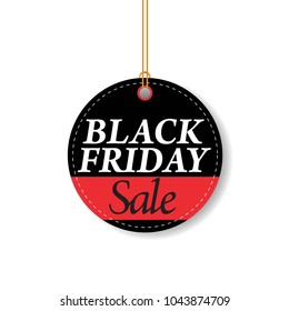 Black Friday sale black tag, round banner
