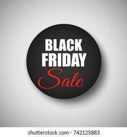 Black Friday sale black tag, round banner, advertising, vector illustration