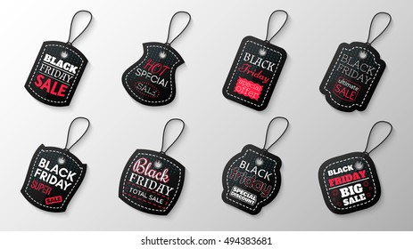 Black Friday sale tag set. Vector Illustration.