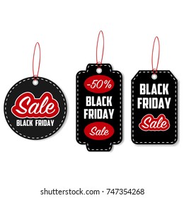 Black Friday sale tag set. Template for discount labels. Vector illustration.