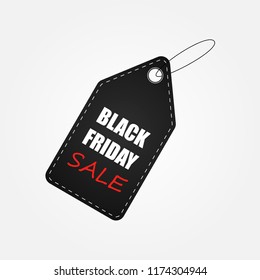 Black Friday sale black tag. Vector illustration