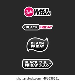 Black Friday Sale tags, badges and stickers. Black Friday Vector illustration