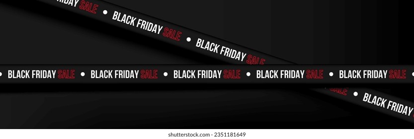 Black Friday Sale Tape ribbons on background. Vector illustration.