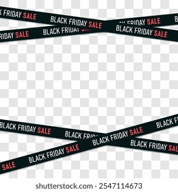 Black Friday sale tapes, black, white, and red, with transparent background. Good for ad  posts, web posts, banners, sale decoration
