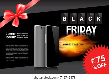 Black Friday Sale Template Banner Discounts On Modern Smart Phones Poster Design Vector Illustration
