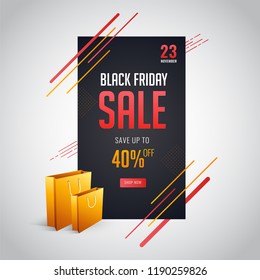 Black Friday Sale template design with save upto 40% Off.