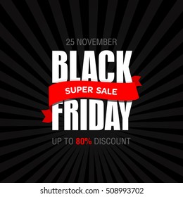 Black Friday sale text design template. Black Friday banner poster badge sticker web advertising vector illustration.