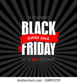 Black Friday sale text design template. Black Friday banner poster badge sticker web advertising vector illustration.