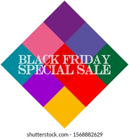 Black Friday sale text on colorful geometric background