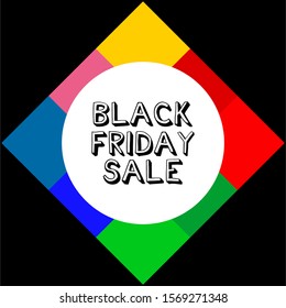 Black Friday sale text on colorful geometric background