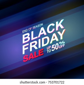 black friday sale text on Blue vector background overlap blue layer on blue dark space background. illustration.
