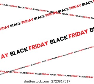 Vector de fondo de patrón de texto de venta de Black Friday. Tipografía diagonal repetitiva para diseños promocionales. Diseño limpio de alto contraste para el marketing minorista.