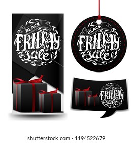 Black Friday sale. Three banners with gifts