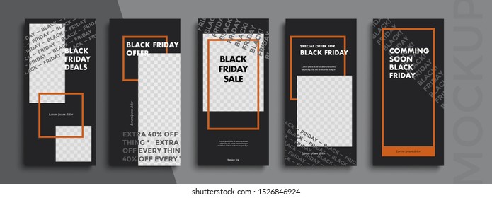Black Friday Sale. Trendy Editable Instagram Stories Template. Design  For Social Media. 