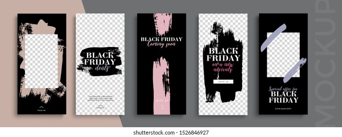 Black Friday Sale. Trendy editable Instagram Stories template. Design  for social media. 