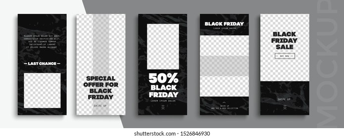 Black Friday Sale. Trendy Editable Instagram Stories Template. Design  For Social Media. 