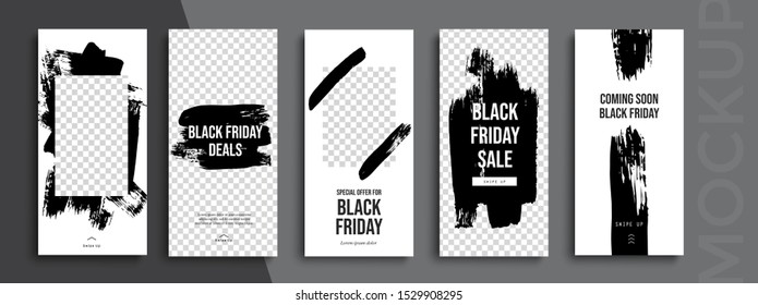 Black Friday Sale. Trendy Editable Instagram Stories Template. Design  For Social Media. 