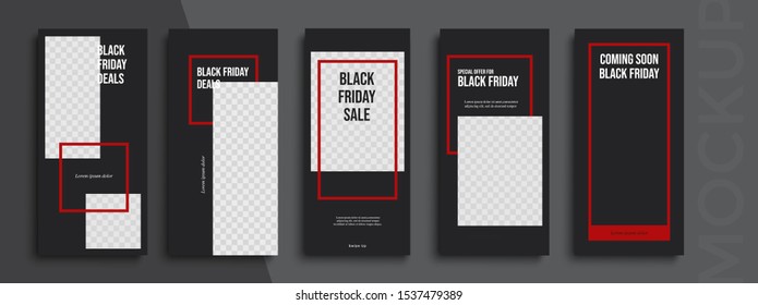 Black Friday Sale. Trendy editable Instagram Stories template. Design  for social media. 