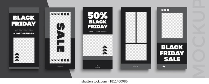 Black Friday Sale. Trendy Editable 
Instagram Stories Template. Design  For Social Media. Banner Design Layout