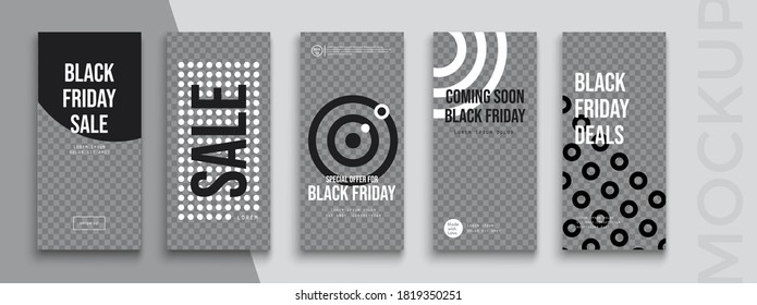 Black Friday Sale. Trendy editable Instagram Stories template. Design  for social media. 