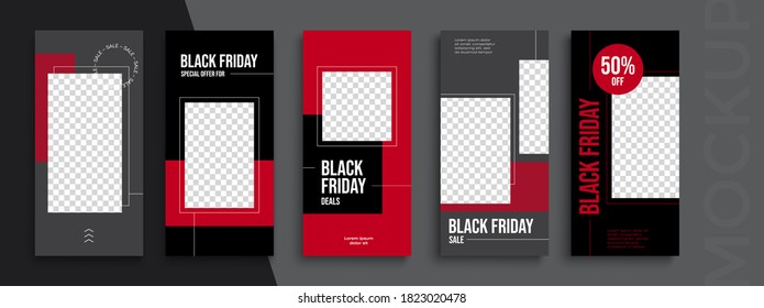 Black Friday Sale. Trendy editable Instagram Stories template. Design  for social media. 