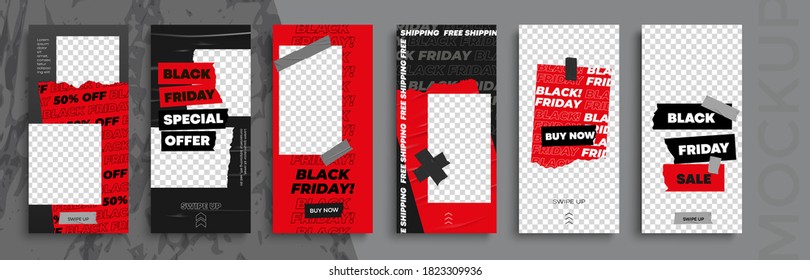 Black Friday Sale. Trendy editable Stories template. Design  for social media. 