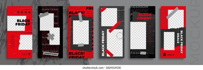 Black Friday Sale. Trendy editable 
Stories template. Design  for social media. 