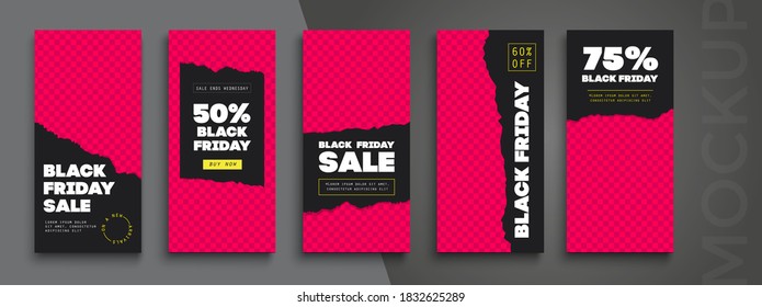 Black Friday Sale. Trendy editable 
Instagram Stories template. Design  for social media. 