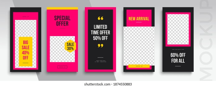 Black Friday Sale. Trendy editable 
Instagram Stories template. Design  for social media. 