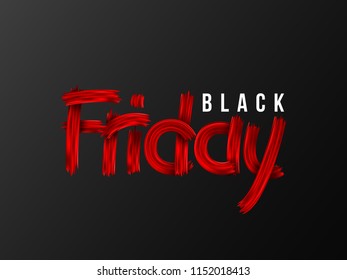 Black Friday sale typographic design. Hand drawn stylized lettering. Black background. Vector illustration.