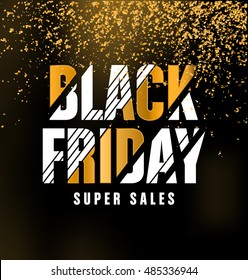 Black Friday Sale Typographic Design - Black, White, and Gold