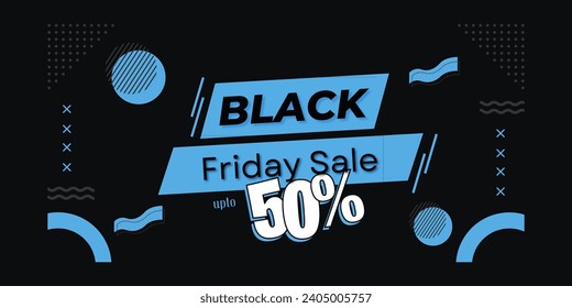 Black friday sale upto 50% in balck and blue background
