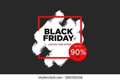 Vector de venta del viernes negro, fondo negro y salpicón rojo, 90 por ciento de descuento, elegante fondo moderno.