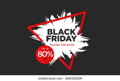 Vector de venta del viernes negro, fondo negro y salpicón blanco, 80 por ciento de descuento, elegante fondo moderno.
