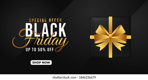 Black Friday Sale vector background design.  background vector with gift box and confetti decoration. Black Friday Sale Banner, poster, and flyer for promotion and advertising design