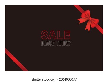 Black Friday Sale Vector Background illustration With A Red Ribbon, Black Background, And A Text Space. 