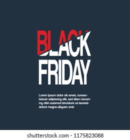 Black friday sale vector banner with special typography slashed title. Special offers, discounts, luxury brand promotion. Eps10 vector illustration.