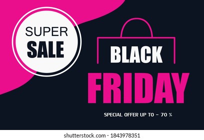 Black Friday Sale vector banner. Modern colorful background with text and discount tag.