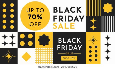Black Friday sale vector banner, sale card with an energetic black and yellow theme