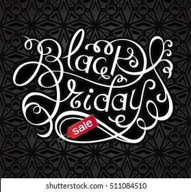 Black Friday Sale, vector banner with hand lettering design in retro style