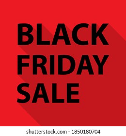 Black friday sale vector concept slogan with long shadow on red background.