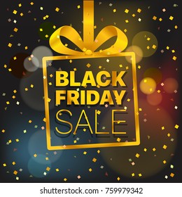 Concepto de Vector de venta del Viernes Negro. Logo de la venta de oro del Black Friday