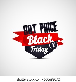 Black Friday Sale Vector Elements in Vintage Style. Badge or Label. HOT PRICE